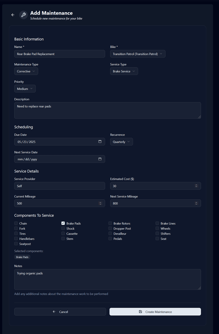 Component Detail Screenshot